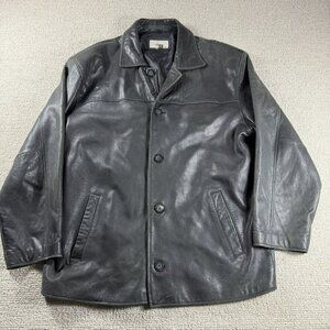 Dimension Distressed Leather Button Down Jacket Black Men’s Size XXL